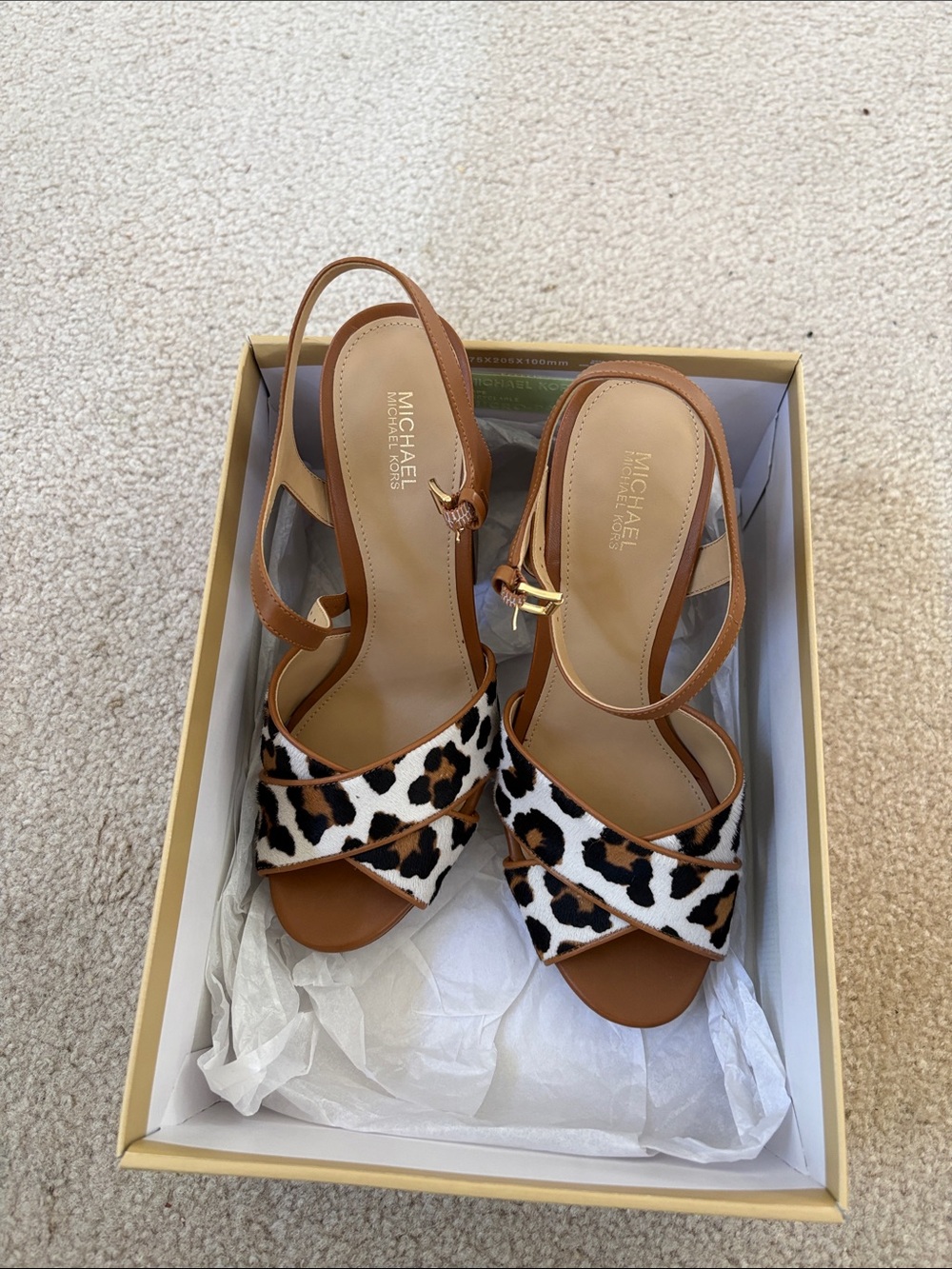 MICHAEL Michael Kors Women's Leopard Print Slingback Sandals - Brown